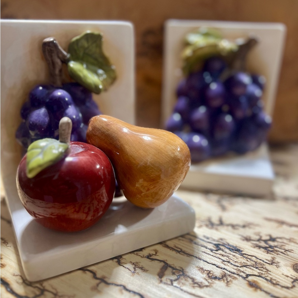 Vintage Home Interiors Sonoma Villa Ceramic Fruit Book Ends Set. Great Condition - Picture 5 of 8